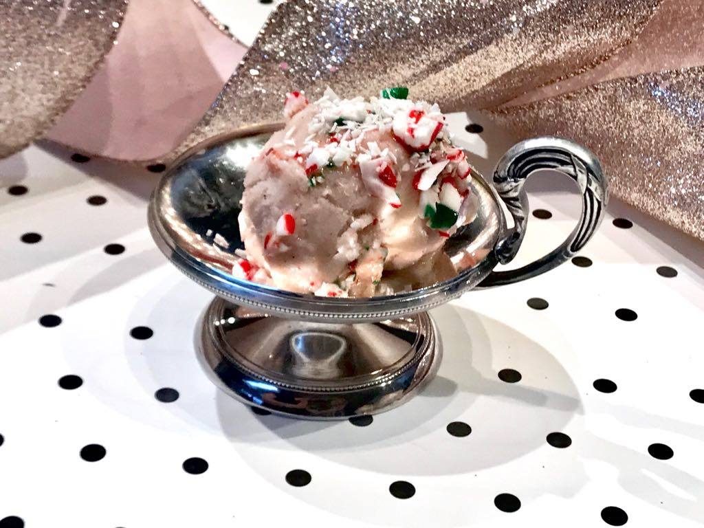 finished product coconut candy cane ice cream