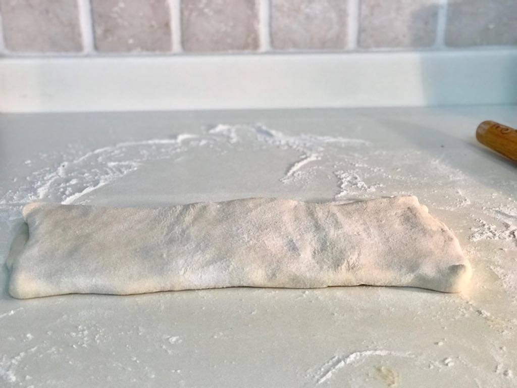 Mushroom stroganoff puff pastry dough rolled out more