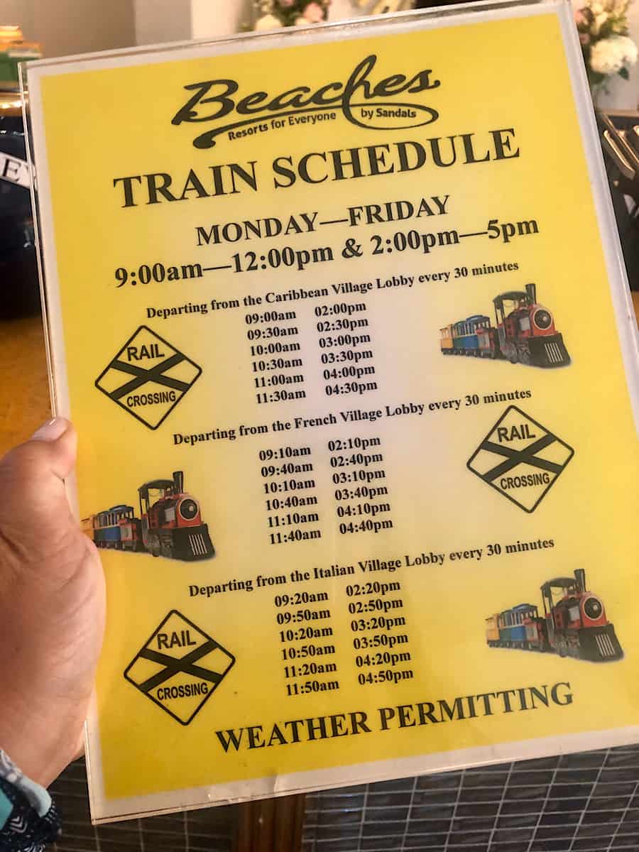 Beaches Resorts Choo Choo Train Schedule