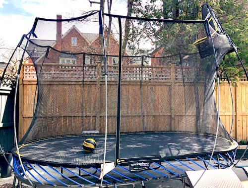 Blue and Gunmetal Springfree Trampoline